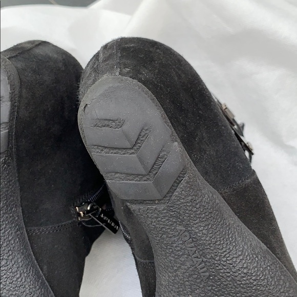 Aquatalia Black Suede Covered Wedge Booties size 7 - Picture 5 of 5